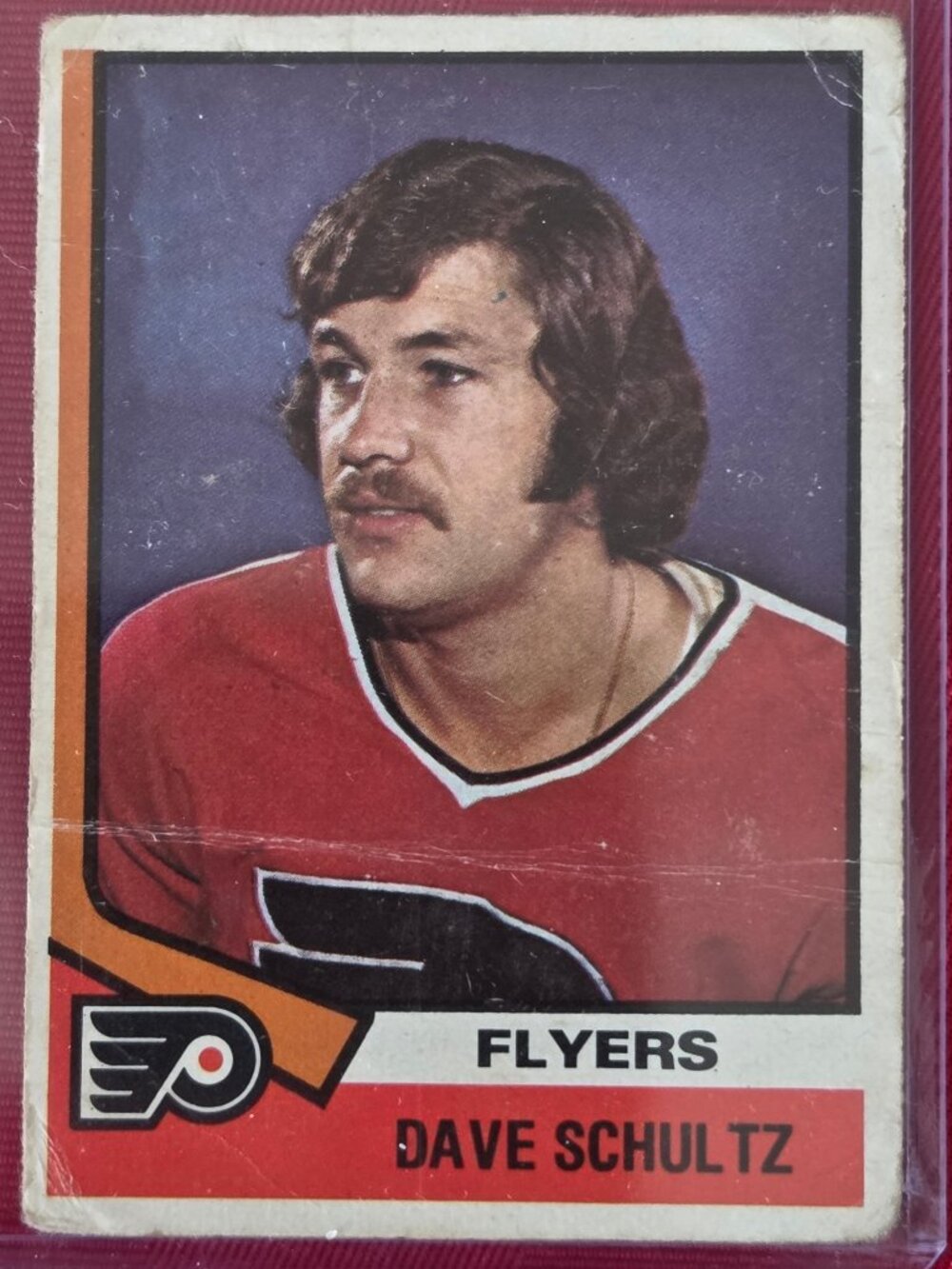RARE, VINTAGE, 1974 OPEE CHEE, DAVE SCHULTZ, PHILADELPHIA FLYERS HOCKEY CARD!!!